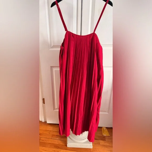 Red Pleated Dress - Picture 1 of 7